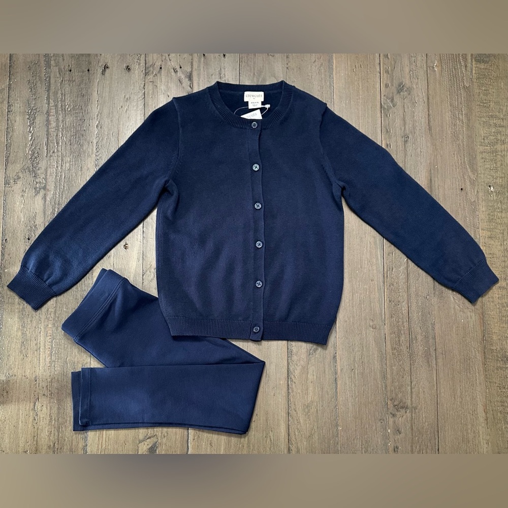 NWT J. Crew Crewcuts Navy Cardigan & Legging Set XS 4/5